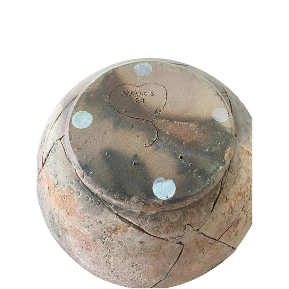Studio Art Roku Pottery Large Round Vase, Signed—Vintage SW Earthy Pastels